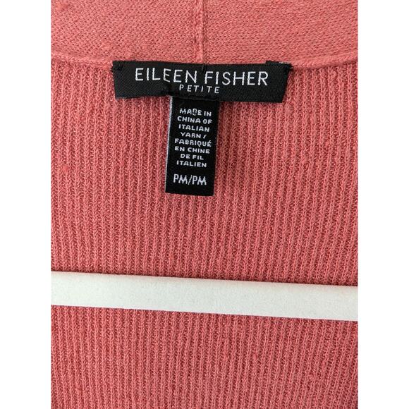 Eileen Fisher Womens Organic Linen Blend Cardigan Sweater Size MP Coral Relaxed - Picture 3 of 8